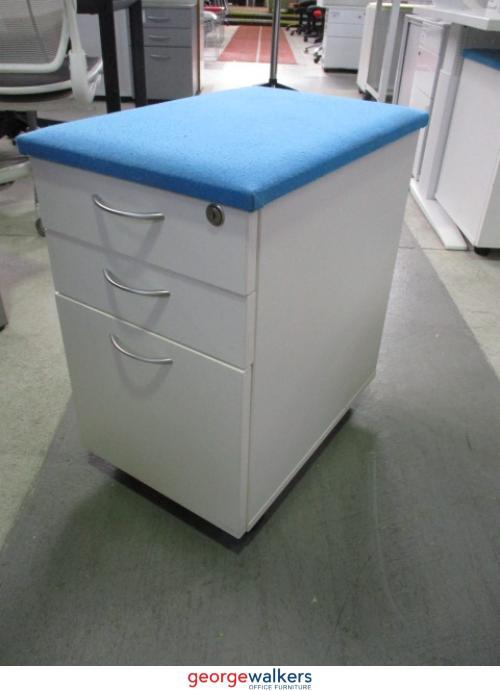 3-Drawer Mobile Cabinet Slimline White