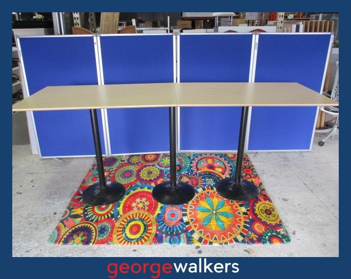 PR6215 Maple Bar Leaner Top - 3 Black Pedestal Bases - George Walkers Office Furniture Megastore