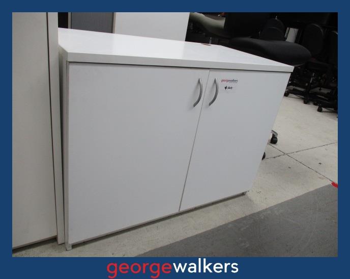 PR6375 White Melteca 2 Door Storage Cupboard - George Walkers Office Furniture Megastore