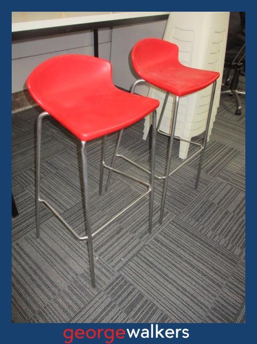 BARSTOOLS – PAIR – GABER GULIVER – MADE IN ITALY – RED – PR6866 - George Walkers Office Furniture Megastore