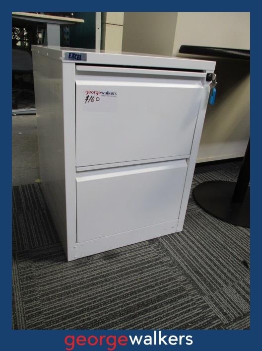 FILING CABINET – EXCEL – 2 DRAWER – LOCKABLE – WHITE – PR6960