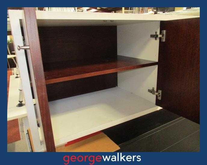 PR6339 White/Darkwood 4 Door TV Cabinet Credenza - George Walkers Office Furniture Megastore