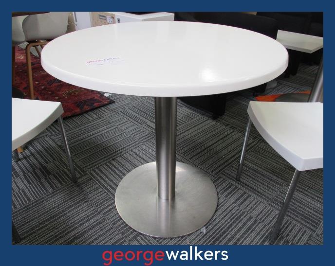 PR6309  White/Chrome UFL/Buro Round Table and 2 Chair Set - George Walkers Office Furniture Megastore