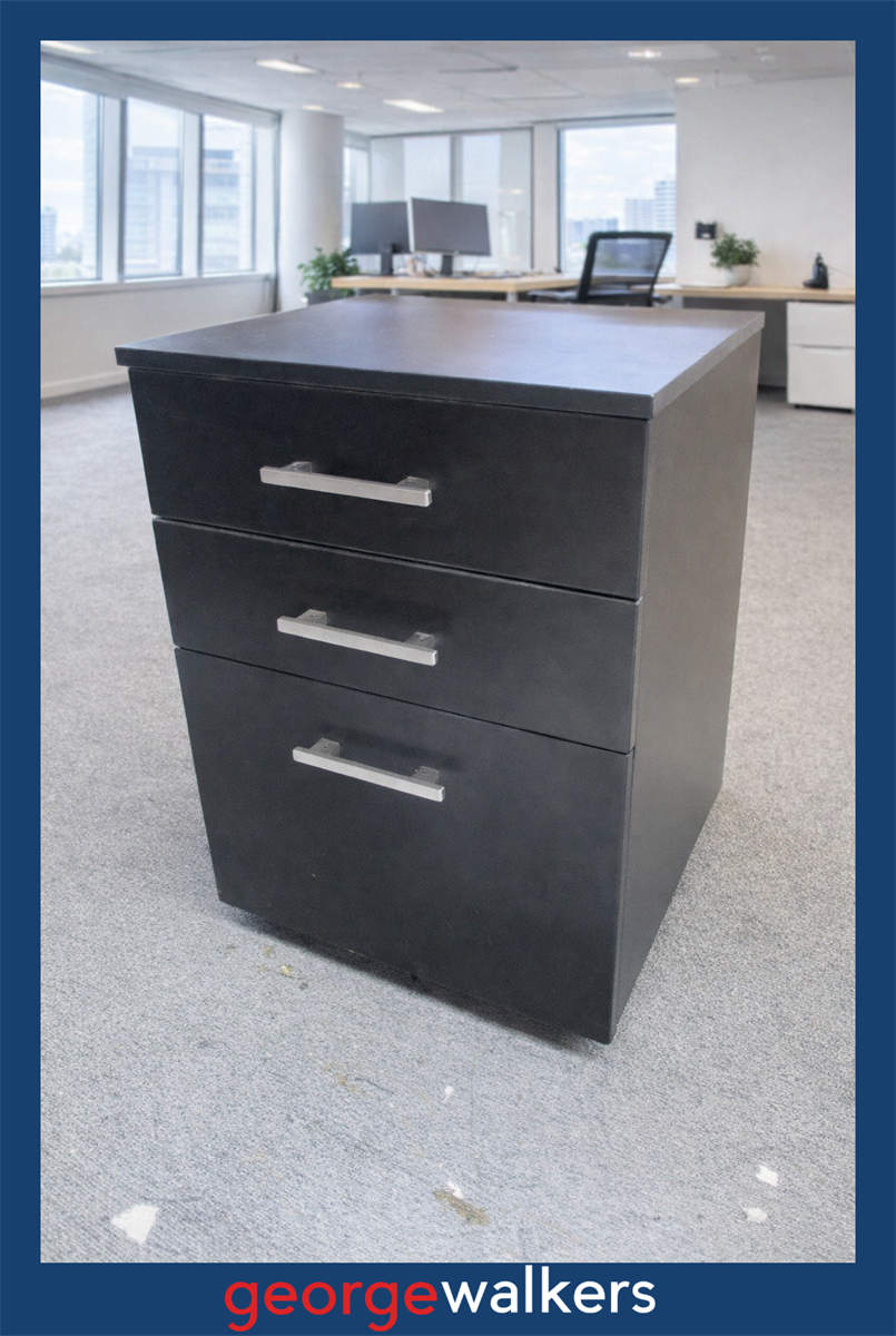 PR6564 Black 3 Drawer Mobile - George Walkers Office Furniture Megastore