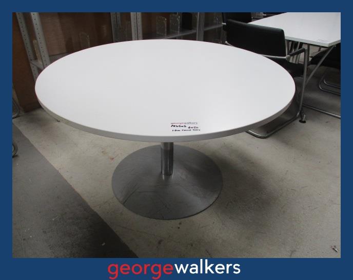 PR6503 White Melteca Round Meeting Table 1.2M - George Walkers Office Furniture Megastore