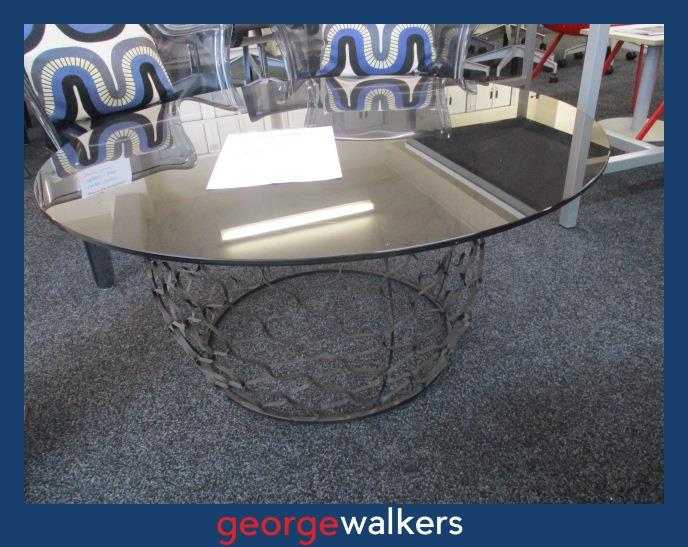 PR5841 Black Glass Round Coffee Table - George Walkers Office Furniture Megastore