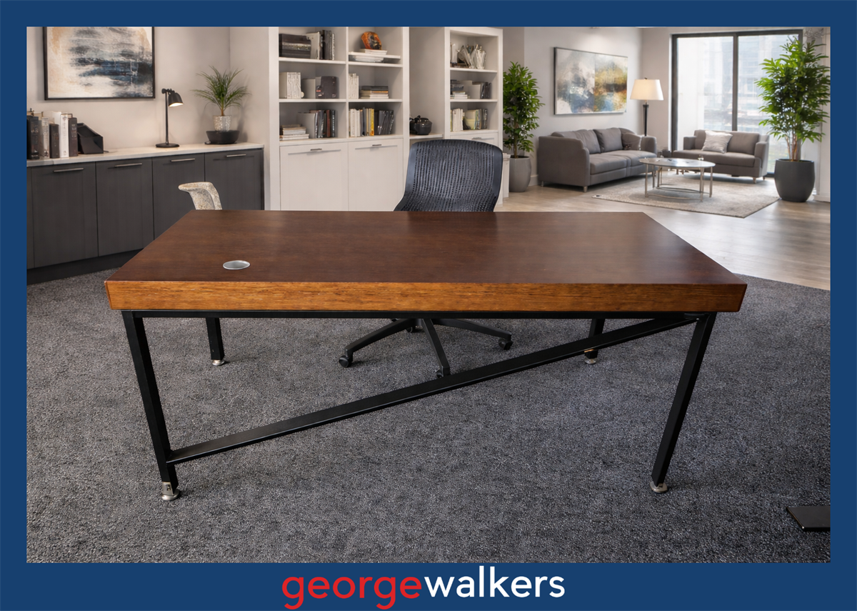 PR6561 Oak Finish Industrial Modern Office Desk - George Walkers Office Furniture Megastore