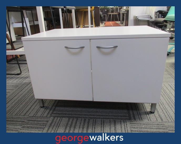 PR6348 White Low Storage Cupboard - George Walkers Office Furniture Megastore