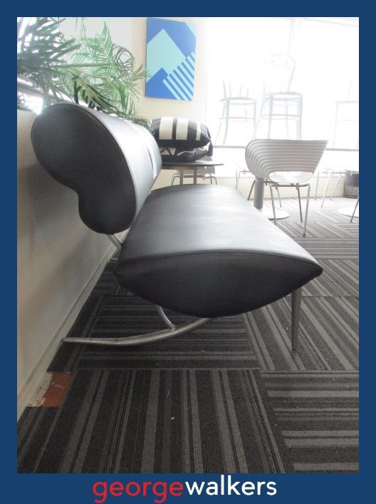 Reception bench – Executive lounge – Black leather – RRP $6,000 – PR7024