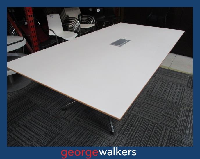 PR6366 White Boardroom Table 2.4M - George Walkers Office Furniture Megastore