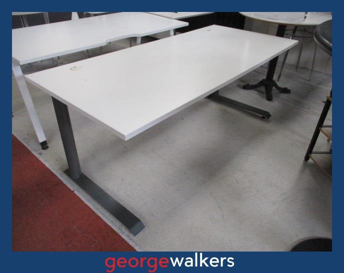 PR6237 White Melteca Desk - George Walkers Office Furniture Megastore