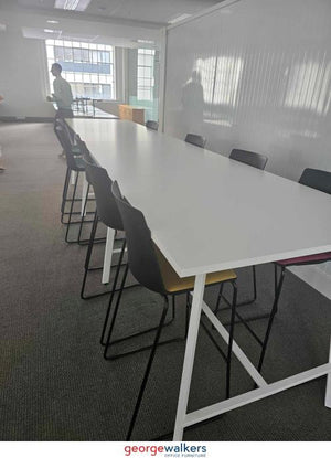 Table - Bar Leaner - White Legs - White - 4500 x 1000 x 1040mm