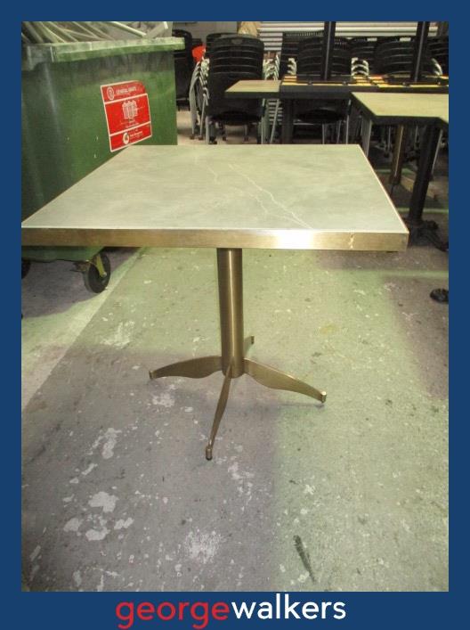 CAFE TABLE – STONE TILE TOP – BRASS BASE – 800MM - RRP APPROX $1200+ – PR6942