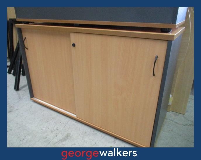 PR6260 Tawa/Grey Credenza Cupboard - George Walkers Office Furniture Megastore
