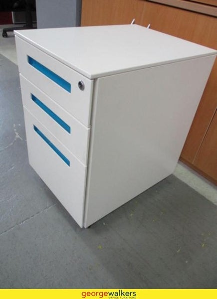 3-Drawer Metal Mobile Cabinet White