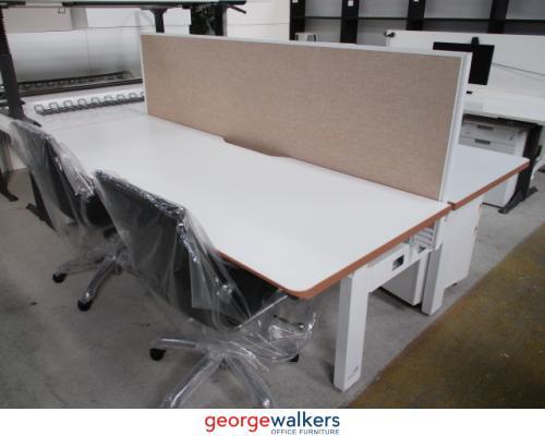 FE1510B - White/Tawa Trim Straight Desk - George Walkers Office Furniture Megastore