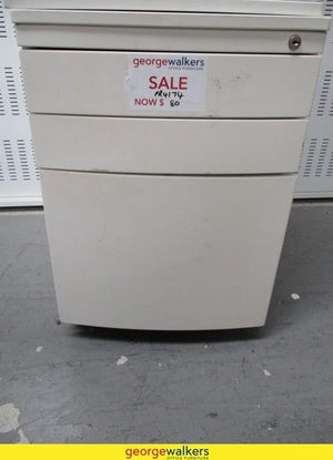 3-Drawer Mobile Cabinet Metal Drawers - Off-White