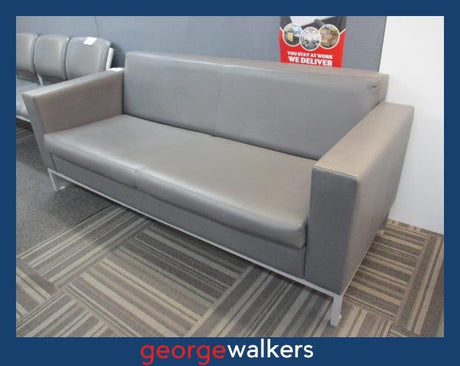 PR6085  Grey  Vinyl Commercial Couch - George Walkers Office Furniture Megastore