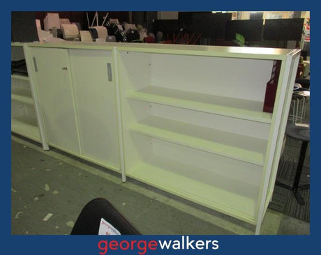 PR6017  White  Storage Cupboard & Shelving - George Walkers Office Furniture Megastore