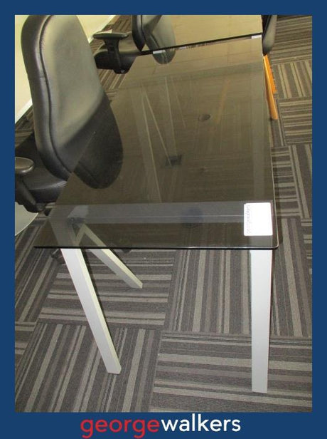PR6305  Black Glass  Trestle Table - George Walkers Office Furniture Megastore