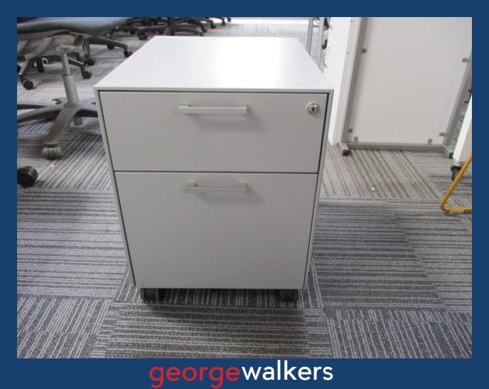 PR6338  White  Metal 2 Drawer Mobile - George Walkers Office Furniture Megastore