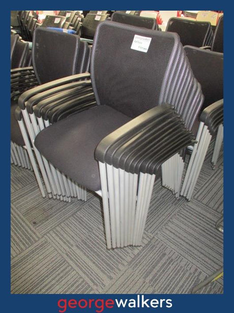 PR5664 - Black Mesh Stackable Meeting Chair - George Walkers Office Furniture Megastore