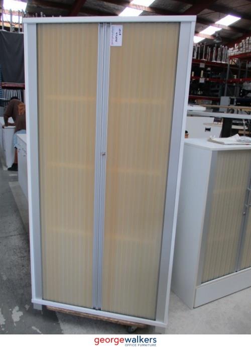 PR5546 - White  Tambour - George Walkers Office Furniture Megastore