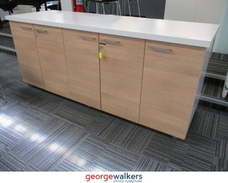 PR5633 - White/Woodgrain  Credenza - George Walkers Office Furniture Megastore