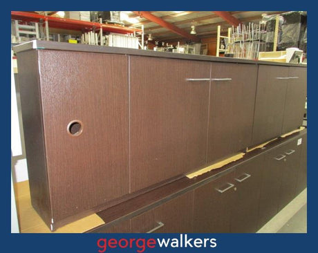 PR6359  Chocolate Woodgrain  Office Credenza 2.7M - George Walkers Office Furniture Megastore