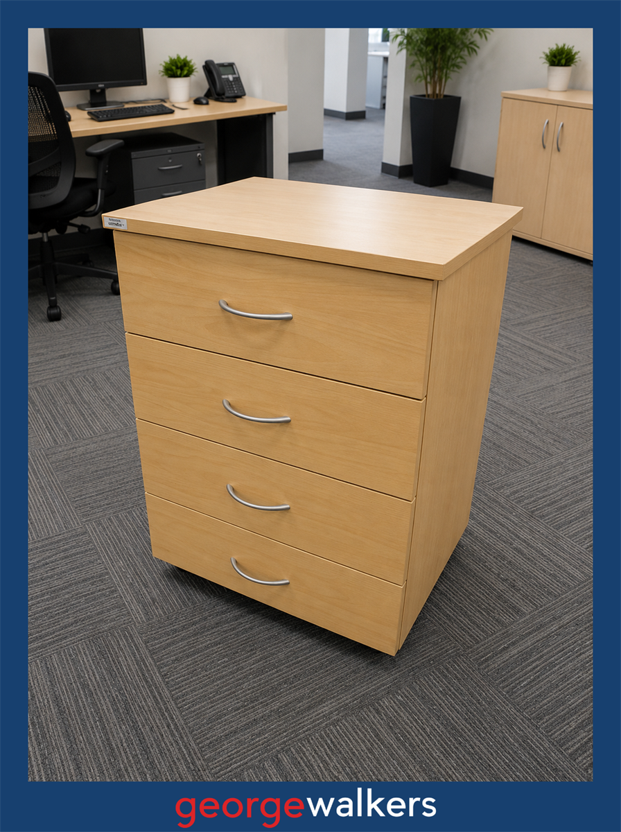 PR6737  Tawa Melteca  4 Drawer Mobile - George Walkers Office Furniture Megastore