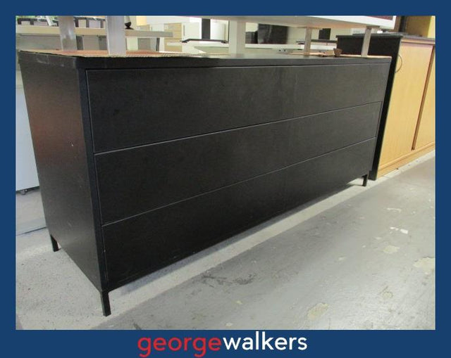 PR6340  Black  6 Drawer Lowboy - George Walkers Office Furniture Megastore