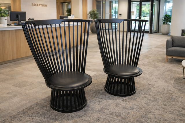 PR6510  Pair of Tom Dixon Black Fan Chairs - George Walkers Office Furniture Megastore