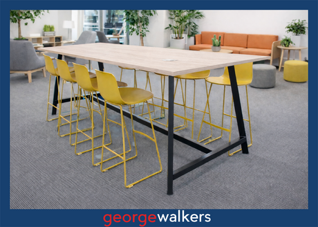 PR6470  Whitewashed Woodgrain  Bar Leaner Meeting Table and Stools - George Walkers Office Furniture Megastore