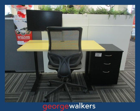 PR6036 Black  Ergonomic 5 Piece Complete Office Furniture Set - George Walkers Office Furniture Megastore