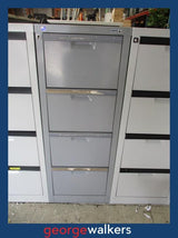 PR6613  Grey Metal  4 Drawer Filing Cabinet with Key - George Walkers Office Furniture Megastore
