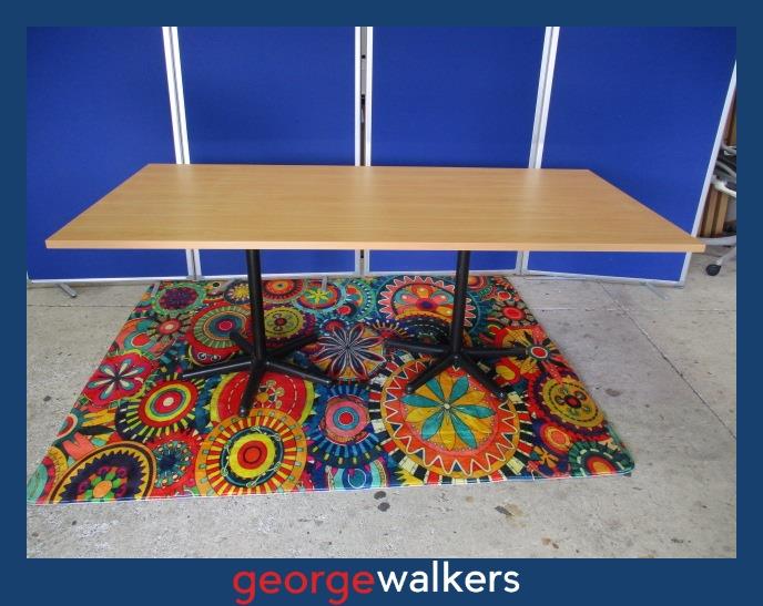 PR6212  Tawa  Meeting Table 2M - Melteca Top with Black Star Bases - George Walkers Office Furniture Megastore