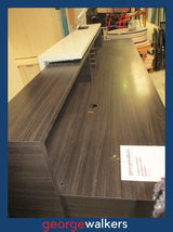 RECEPTION COUNTER – CUSTOM MADE – 3.4M – WHITE / CHOCOLATE WOODGRAIN – PR6951