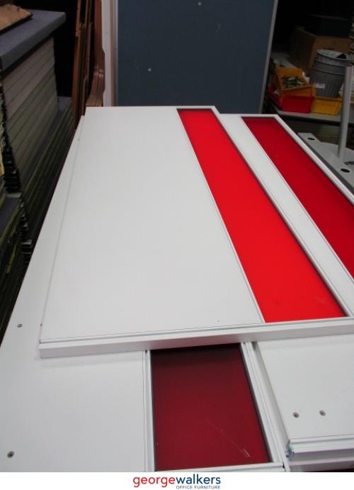 PR4838 - Red/White Desk Mounted Partition - George Walkers Office Furniture Megastore