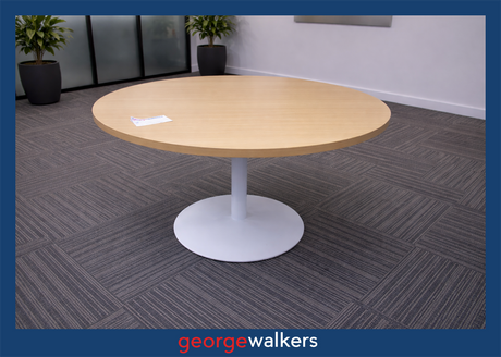 PR6668  Tawa Melteca  Round Display Table 900mm - George Walkers Office Furniture Megastore