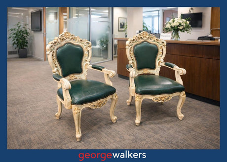 PR6557  Dark Green Leather  Decorative Vintage Style Chairs - George Walkers Office Furniture Megastore