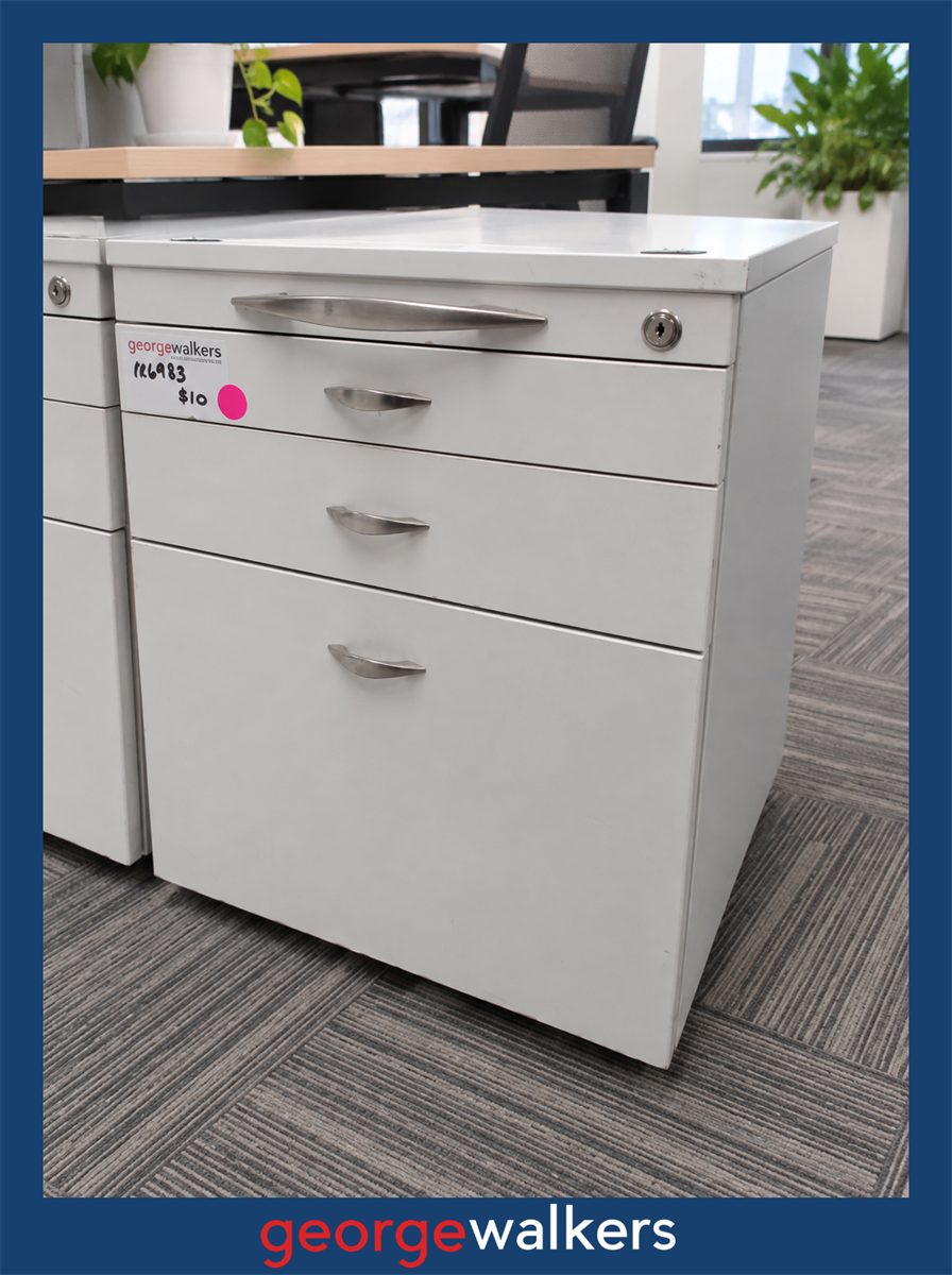 Mobile pedestal - 3 drawer - White melteca - Clearance - PR6983