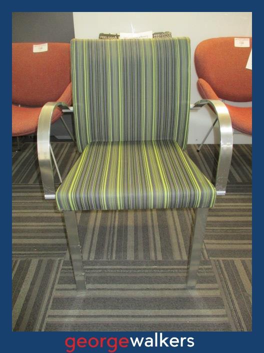 RECEPTION CHAIR – SEGIS BARTOLI DESIGNER – RRP $700+ GREEN STRIPE – PR6812