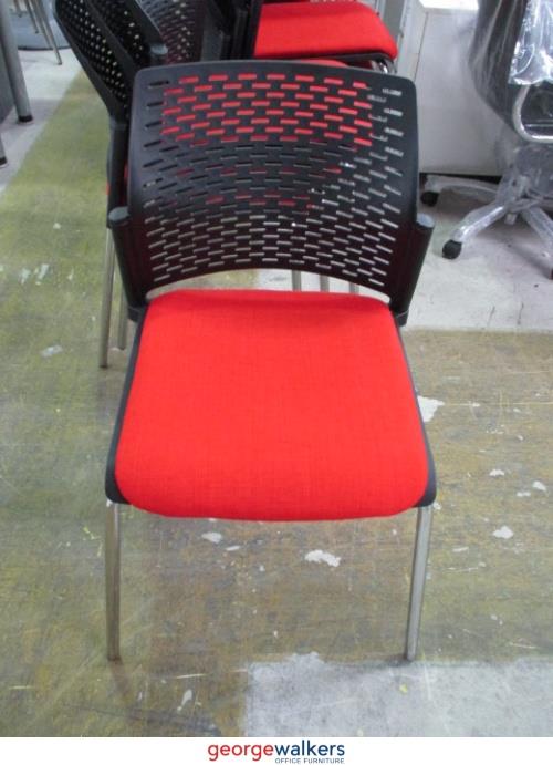 Chair - Reception - Padded Seat - Red - Chrome Legs