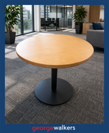 PR5447 - American Oak/Matte Black  Round Table - George Walkers Office Furniture Megastore