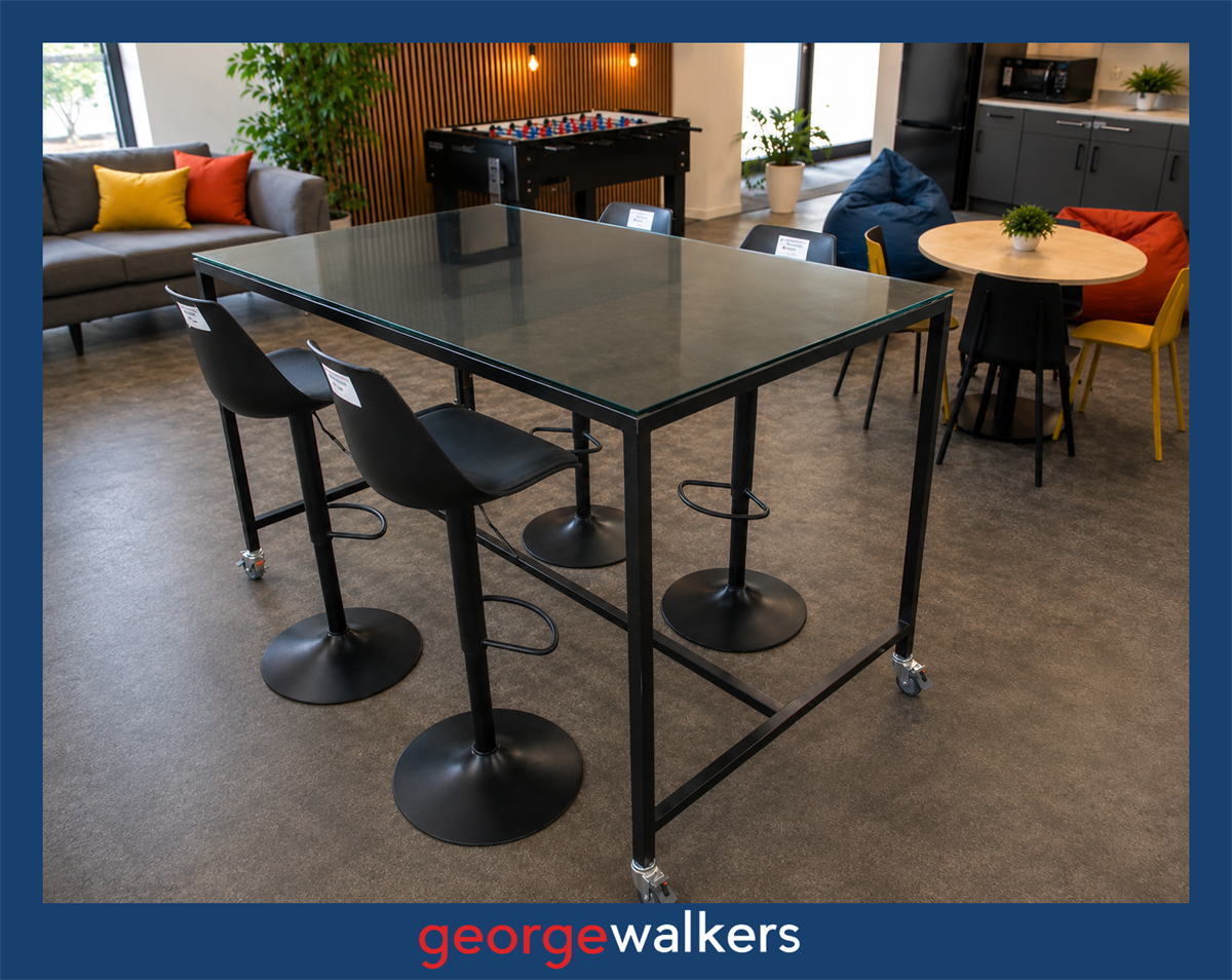 VL30  Black Glass  Leaner Height Meeting Table - George Walkers Office Furniture Megastore