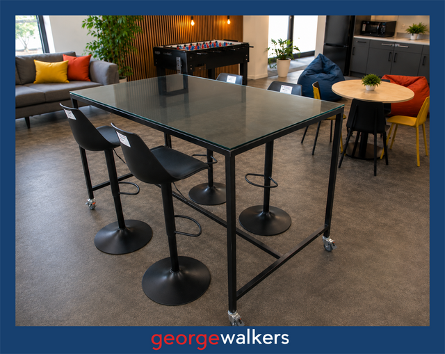 VL30  Black Glass  Leaner Height Meeting Table - George Walkers Office Furniture Megastore