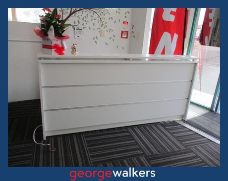 PR6064  White  2.2m Reception Counter & Desk - George Walkers Office Furniture Megastore