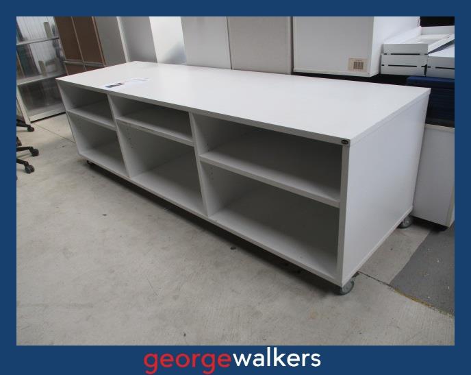 PR6686  White  Large Mobile Credenza Storage - George Walkers Office Furniture Megastore