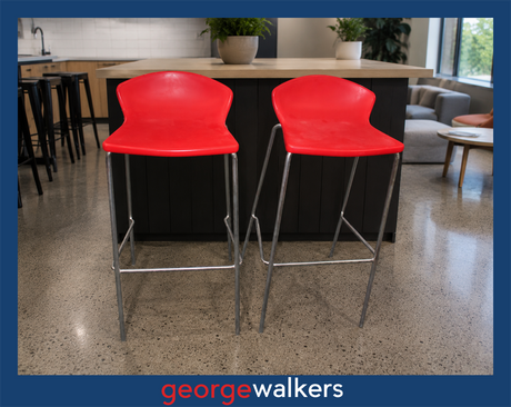 BARSTOOLS – PAIR – GABER GULIVER – MADE IN ITALY – RED – PR6866 - George Walkers Office Furniture Megastore