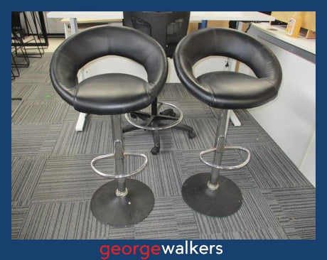 PR6410  Chrome/Black  Vinyl Barstool - Pair - George Walkers Office Furniture Megastore